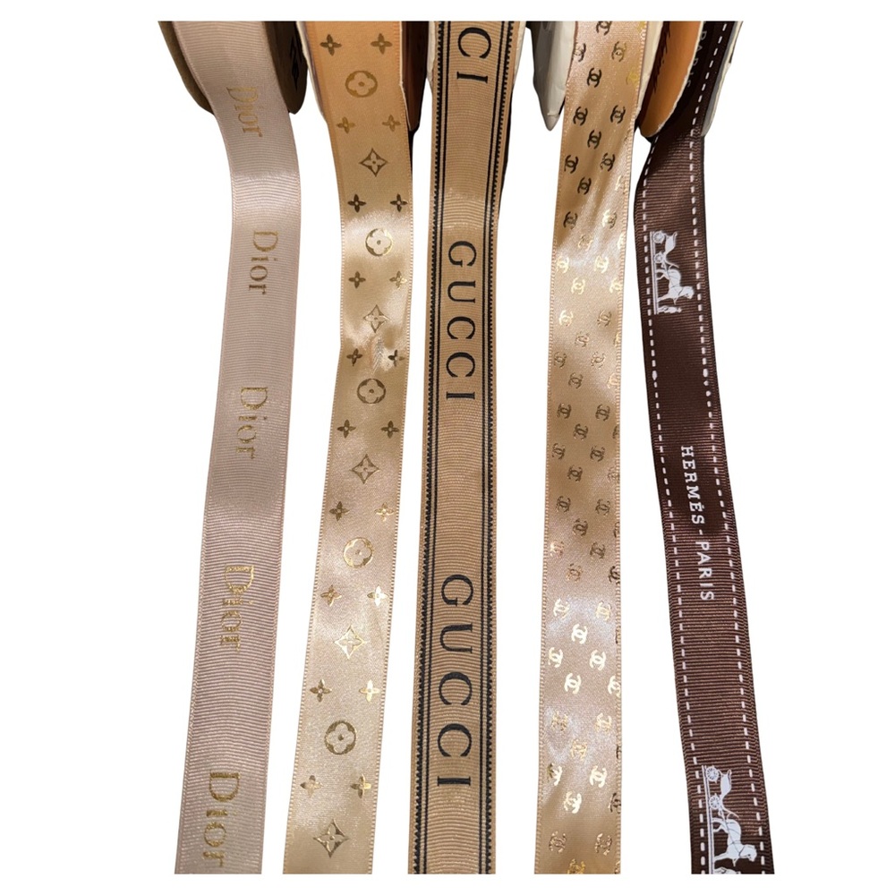 Beige & Brown Luxury-Tone Ribbon Pack – 15 Yards (Gold Accents)